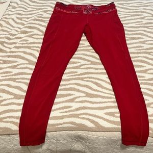 Red lululemon leggings with pockets